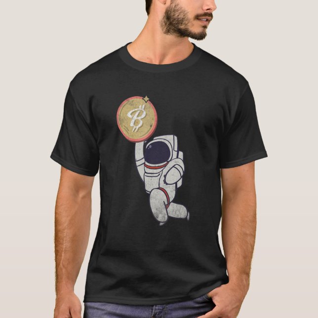 Astronaut Space B Bitcoin Crypto Art T-Shirt (Front)