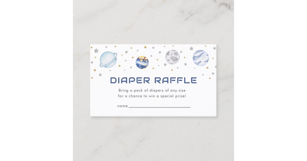Space Theme Raffle Astronaut Space Baby Shower Diaper Raffle Card | Zazzle