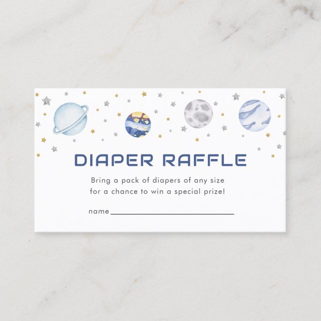 Astronaut Space Baby Shower Diaper Raffle Card (Front)