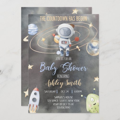 Astronaut Space Baby Shower Invitation