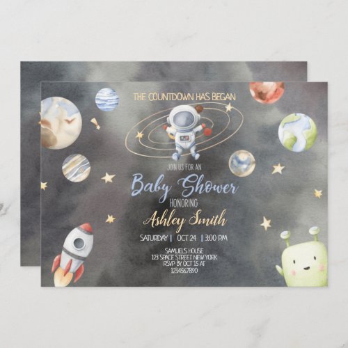 Astronaut Space Baby Shower Invitation