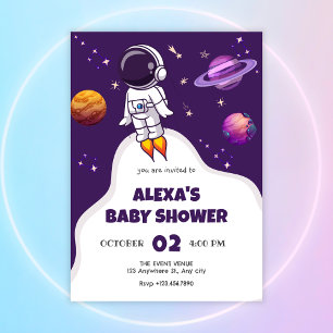 Astronaut space baby shower invitation