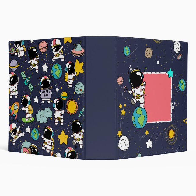 Astronaut Space Birthday 3 Ring Binder (Background)