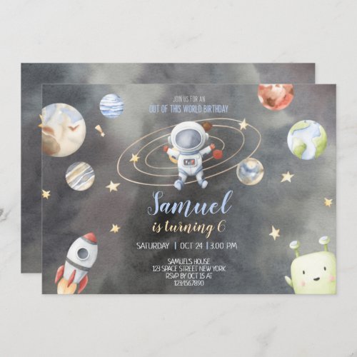Astronaut Space Birthday Invitation