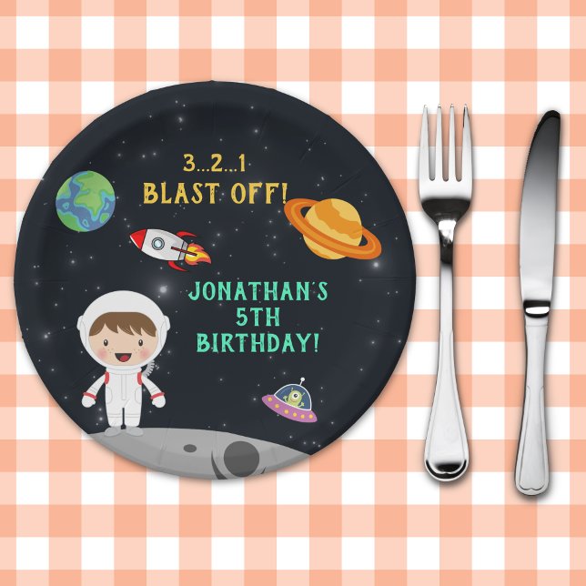Astronaut Space Birthday Paper - Cosmic Party  Plates (Creator Uploaded)