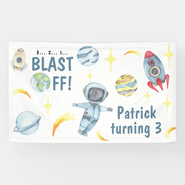 Astronaut Space Birthday Party  Banner (Horizontal)