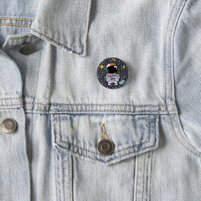 Astronaut Space Birthday Party Button (In Situ)