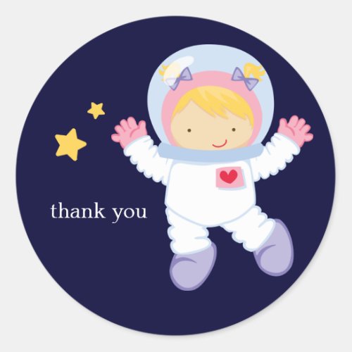 Astronaut Space Birthday Party Classic Round Sticker