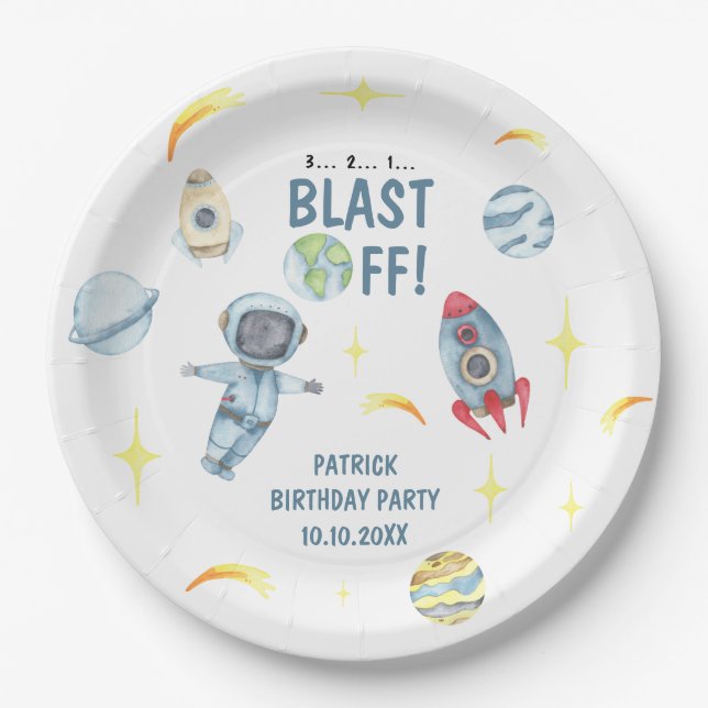 Astronaut Space Birthday Party  Paper Plates (Front)