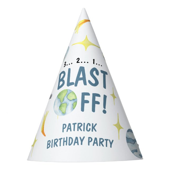 Astronaut Space Birthday Party Party Hat (Front)