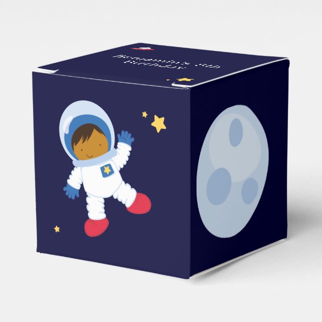 Astronaut Space Birthday Party Personalized Favor  Boxes (Front Side)
