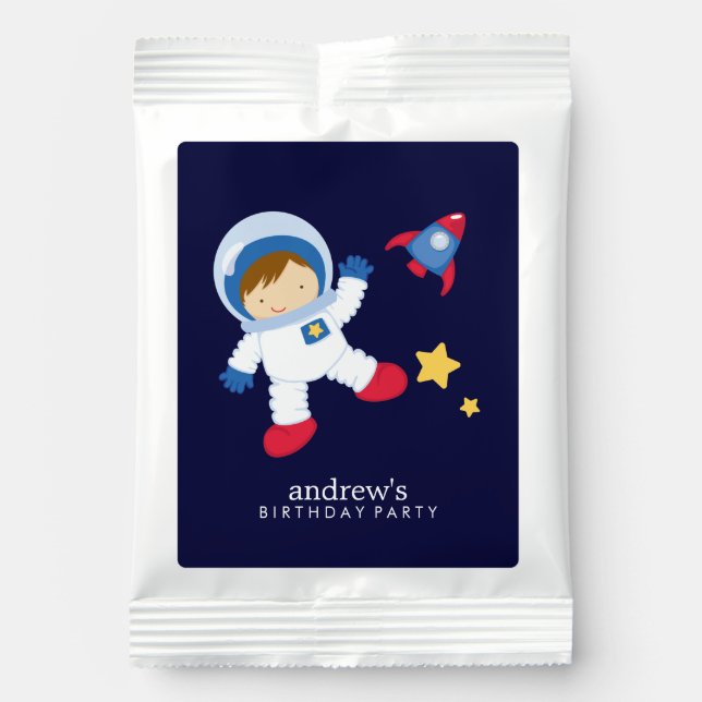 Astronaut Space Birthday Party Personalized Hot Chocolate Drink Mix (Front)