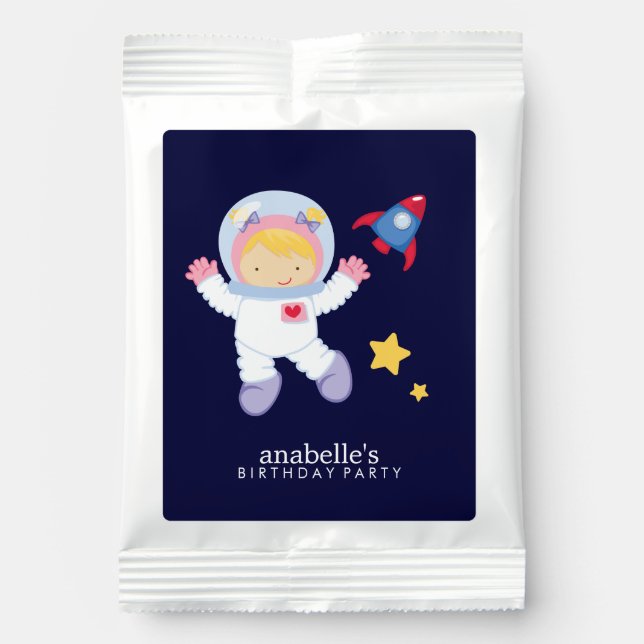 Astronaut Space Birthday Party Personalized Hot Chocolate Drink Mix (Front)