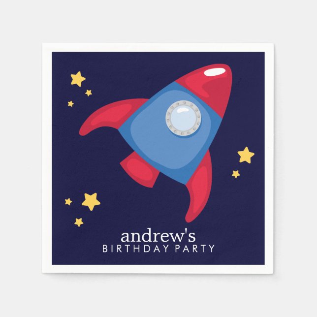 Astronaut Space Birthday Party Personalized Napkins (Front)
