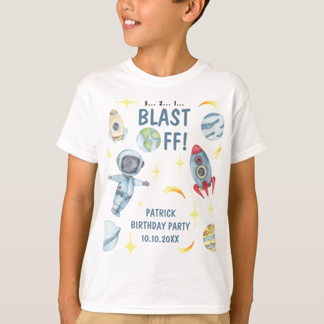 Astronaut Space Birthday Party T-Shirt (Front)