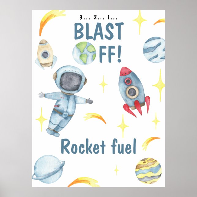 Astronaut Space Birthday Rocket fuel Poster (Front)