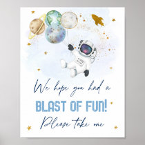 Astronaut Space Blue Gold Blast Of Fun Favor Sign
