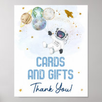 Astronaut Space Blue Gold Cards & Gifts Sign