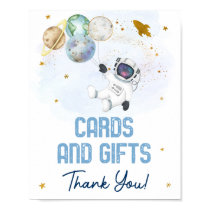 Astronaut Space Blue Gold Cards & Gifts Sign