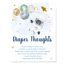 Astronaut Space Blue Gold Diaper Thoughts Sign