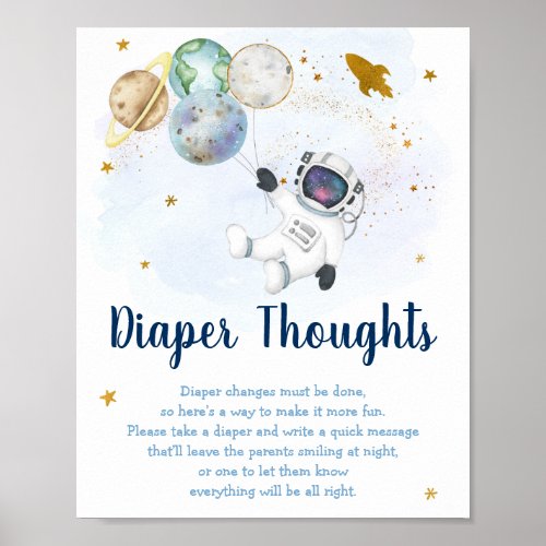 Astronaut Space Blue Gold Diaper Thoughts Sign