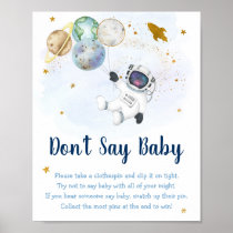 Astronaut Space Blue Gold Don't Say Baby Game Poster