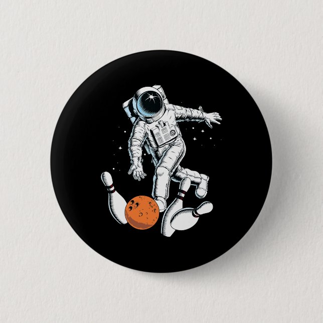 Astronaut Space Bowling Cool Astronaut Bowling Lov Button (Front)