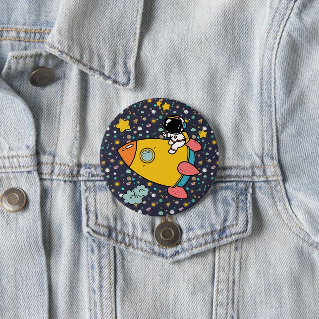 Astronaut Space Cartoon  Button (In Situ)