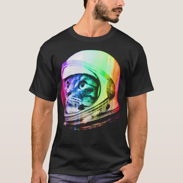 Astronaut Space Cat (Digital Rainbow Version) T-Shirt (Front)