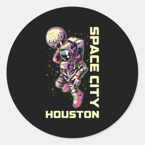 Astronaut Space City Dunk Houston Texas Classic Round Sticker