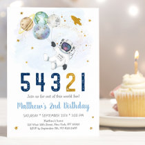 Astronaut Space Countdown 2nd Birthday Invitation