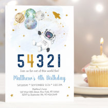 Astronaut Space Countdown 4th Birthday Invitation