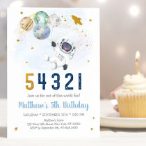 Astronaut Space Countdown 5th Birthday Invitation