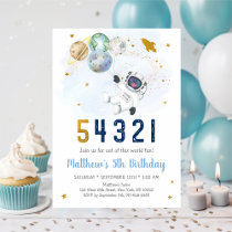 Astronaut Space Countdown 5th Birthday Invitation