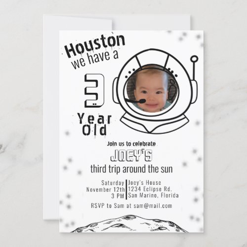 Astronaut Space Custom Photo Birthday  Invitation