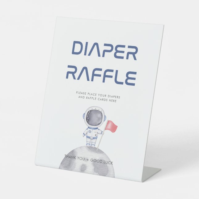 Astronaut Space Diaper Raffle Baby Shower Sign (Front)