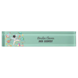 Astronaut Space Doodle Data Scientist Desk Name Plate