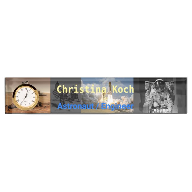 Astronaut Space Exploration Grey Theme Custom  Desk Name Plate (Front)