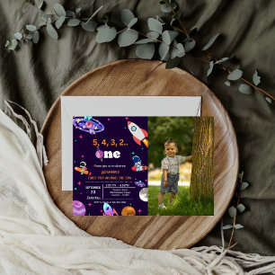 Astronaut Space first trip around the sun birthday Invitation