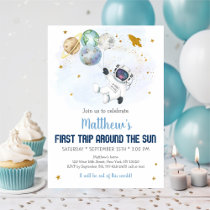 Astronaut Space First Trip Around The Sun Birthday Invitation