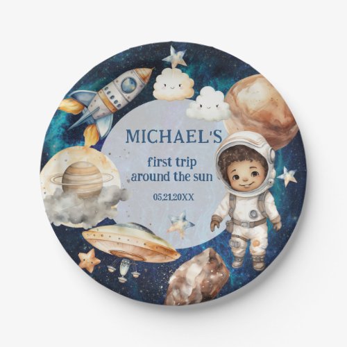 Astronaut Space First Trip Around The Sun Birthday Paper Plates