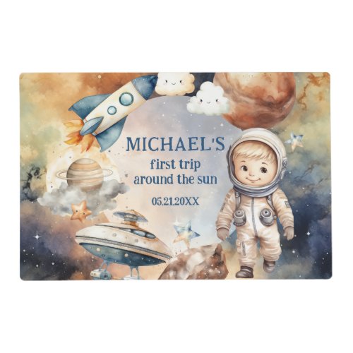 Astronaut Space First Trip Around The Sun Birthday Placemat