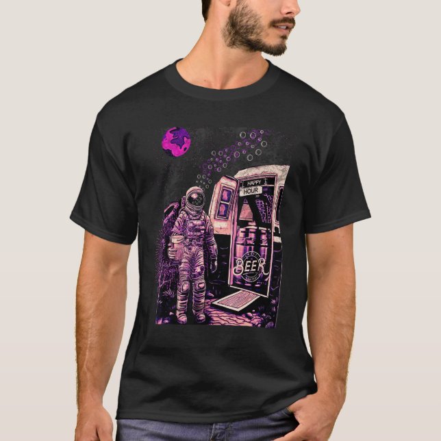 Astronaut Space Happy Hour Beer Occupy Mars 1 T-Shirt (Front)