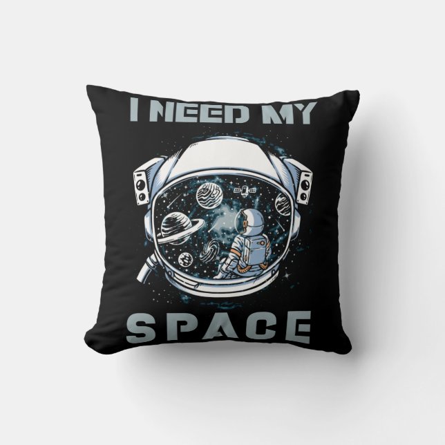Astronaut Space Introverted Spaceman Throw Pillow (Front)