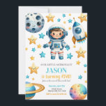 Astronaut Space Kids Birthday Party Invitation<br><div class="desc">Embark on an interstellar adventure with our Astronaut Space Kids Birthday Party Invitation! Perfect for little explorers dreaming of galaxies far, far away, this invitation sets the stage for an out-of-this-world celebration. Featuring a vibrant cosmic backdrop adorned with playful astronauts, rockets, and twinkling stars, it captures the essence of space...</div>