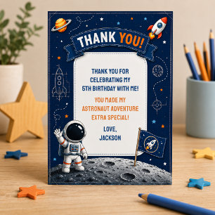Astronaut Space Kids Birthday Thank You Card