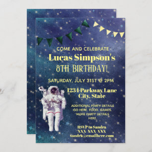 Astronaut Space Kid's Stars Galaxy Birthday Invitation