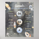 Astronaut Space Milestone First Birthday Board Poster at Zazzle
