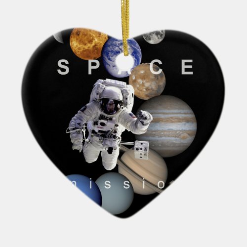 astronaut space mission solar system planets ceramic ornament