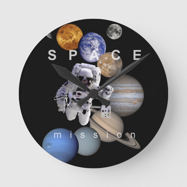 astronaut space mission solar system planets round clock (Front)